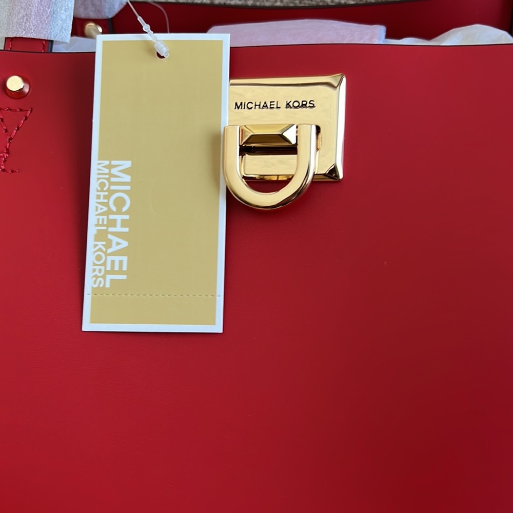 Michael Kors Manhattan Large Tote Leather Red Flame - Picture 3 of 13